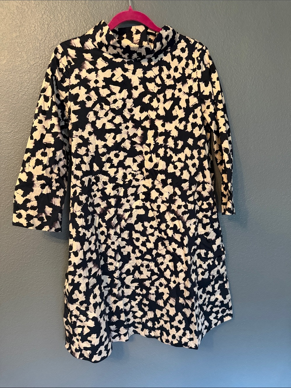 COS Black and Cream Abstract Print A-Line Dress